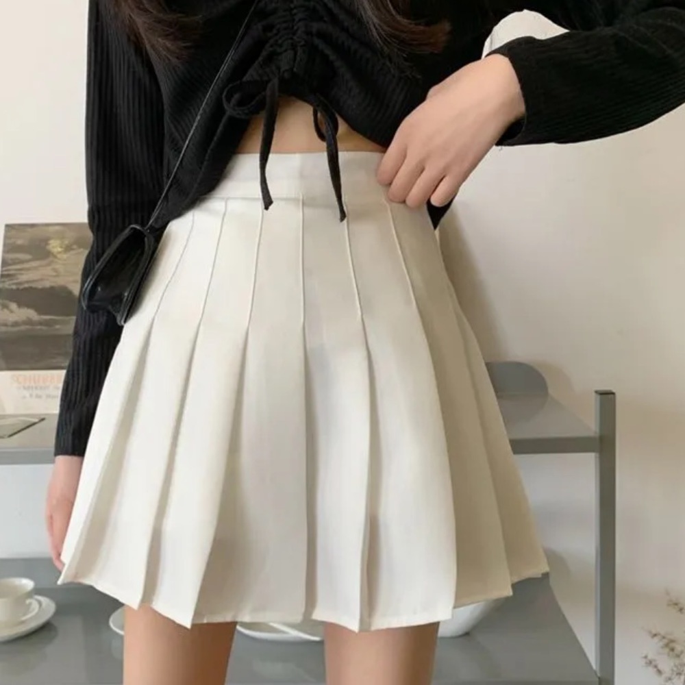 Off White Pleated Tennis Skirt
